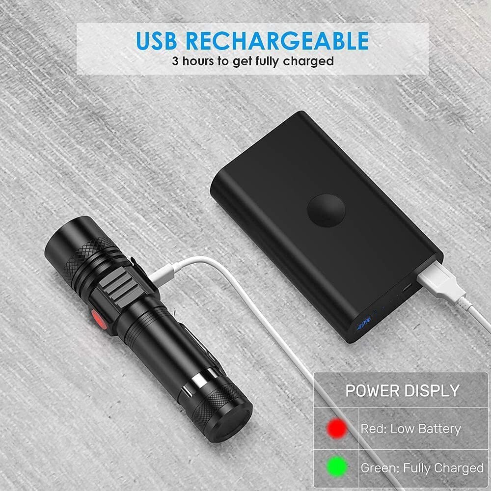 2pcs Chargeable Super Bright LED Tactical Flashlight Zoom Tactical Flashlight US