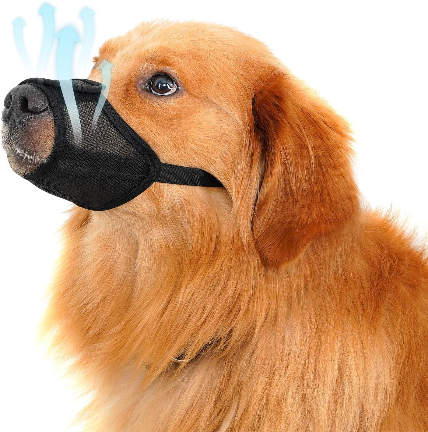 Bozal ajustable para perros, transpirable, antiladridos, grande
