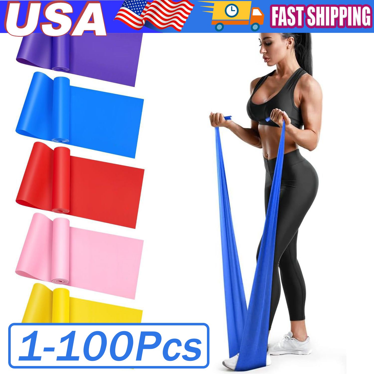 Yoga Stretch Resistance Bands Exercise Pilates Yoga Aerobic GYM Home Workout Lot