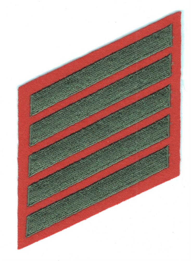 USMC Marine Corps Enlistment Stripes 824: 20 Years (5 stripes) - red, left side