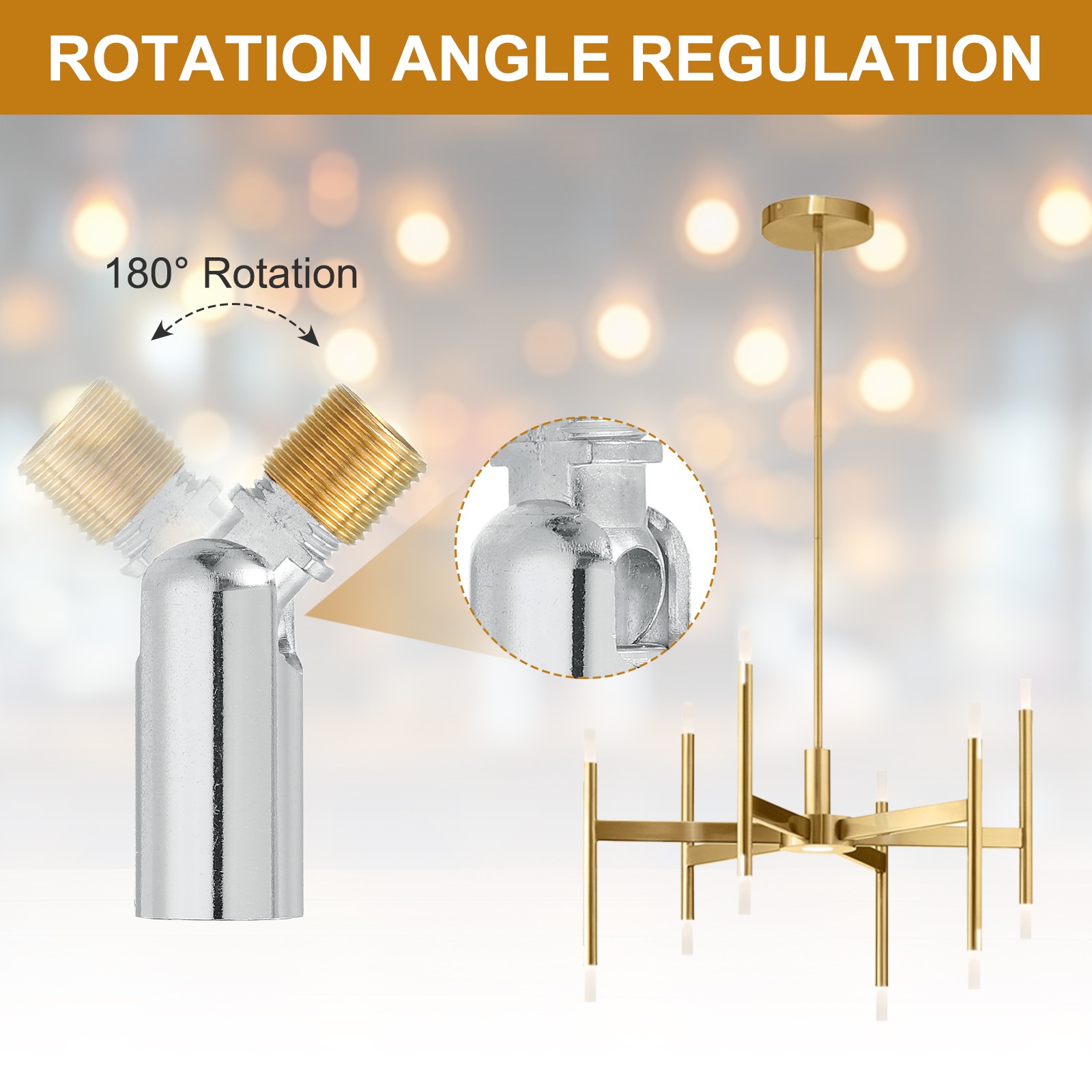 180 Degree M10 Thread Silver 46 x 15mm Sloped Ceiling Adapter