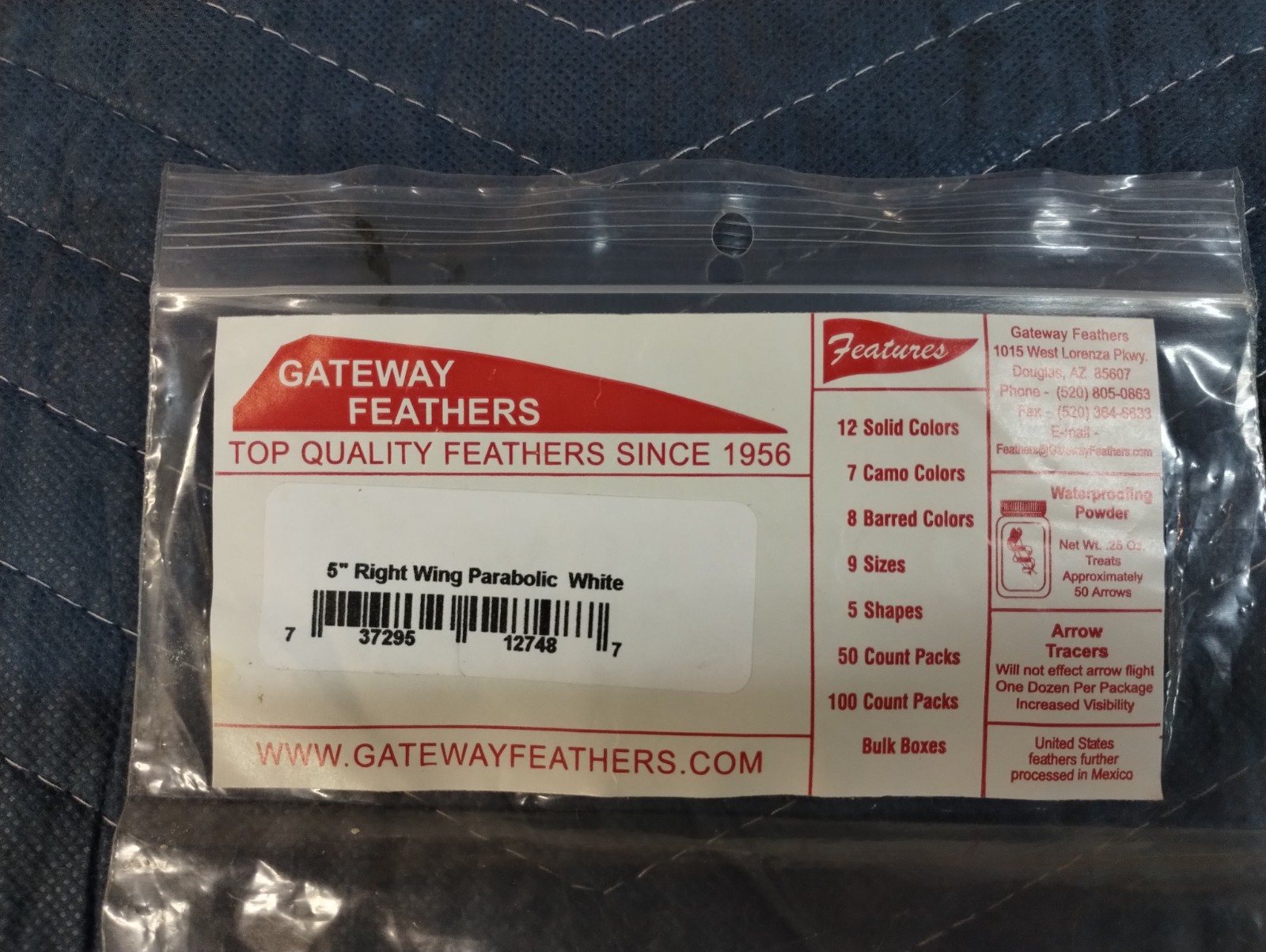 11 Count Gateway Feathers 5" Right Wing: Parabolic, White & Green