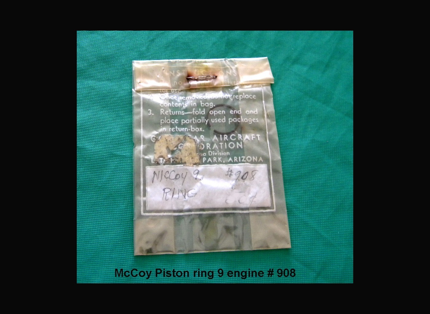 McCoy for Engine 9 PISTON RING # 908 sealed