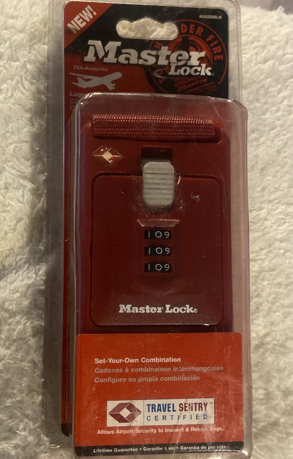 Master Lock Luggage Strap (Red) TSA Accepted - #4682DBLR- Travel Security NEW