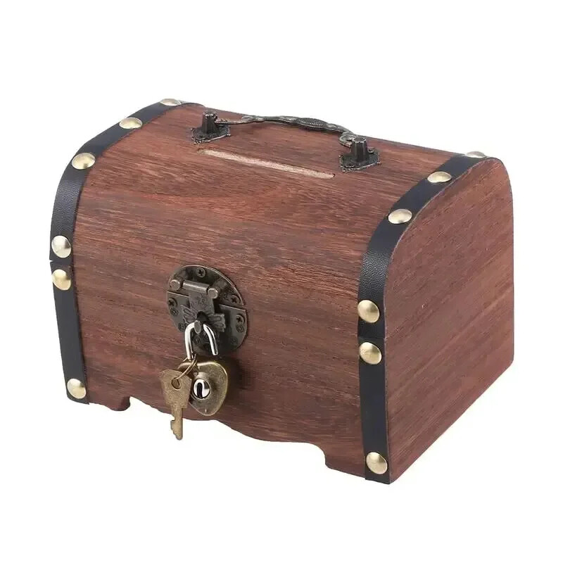 Treasure Chest with Lock Box Boxes DIY Piggy Bank Organizer Child