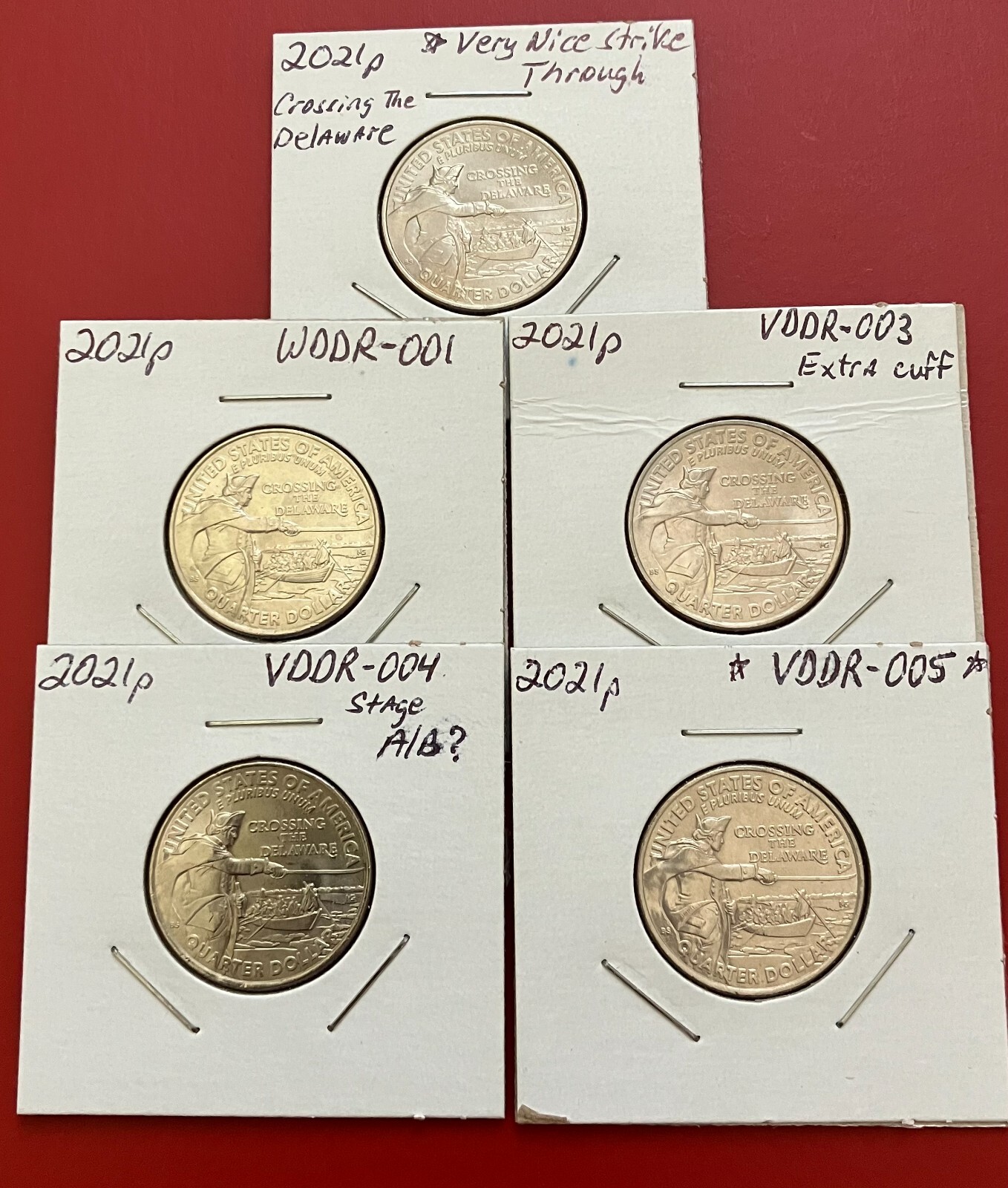 2021 P Crossing The Delaware Quarters Struck Through, DDR Errors