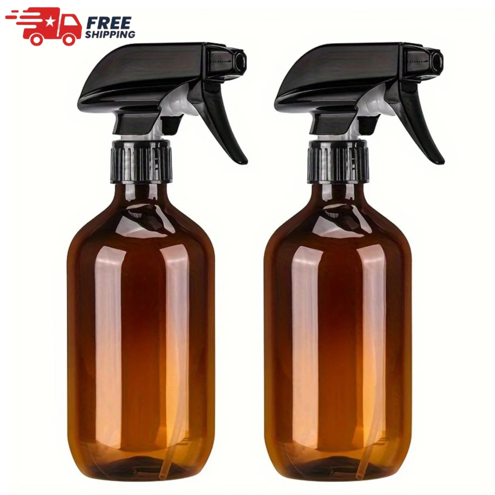 2 Pack 16Oz Amber Plastic Spray Bottles Refillable for Plants and Cleaning...