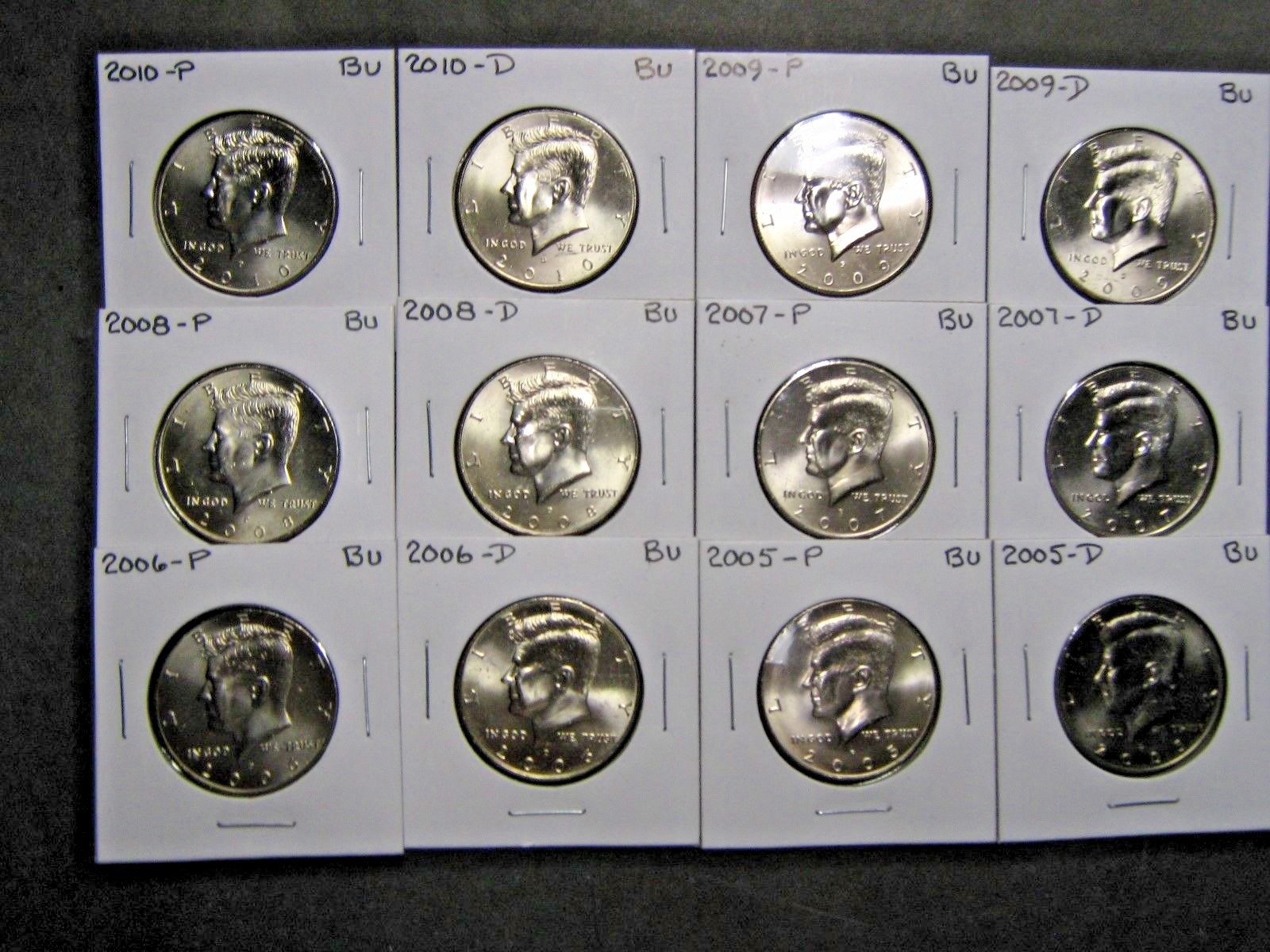 2005 2006 2007 2008 2009 2010 P  D  KENNEDY HALFS FROM MINT RLS (12 Coin Set}