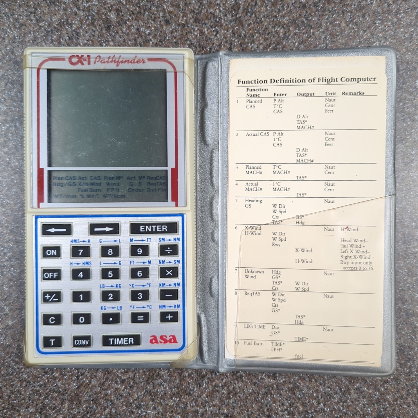 ASA CX-1 Pathfinder Aviation Flight Computer ASA with Case and Quick Reference
