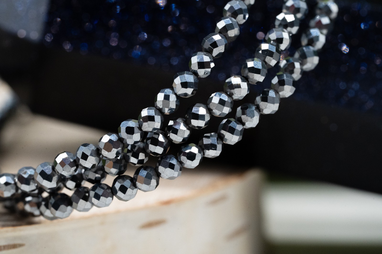 Hematite Crystal Sparkling Faceted Seed Beads Crystal Bracelet