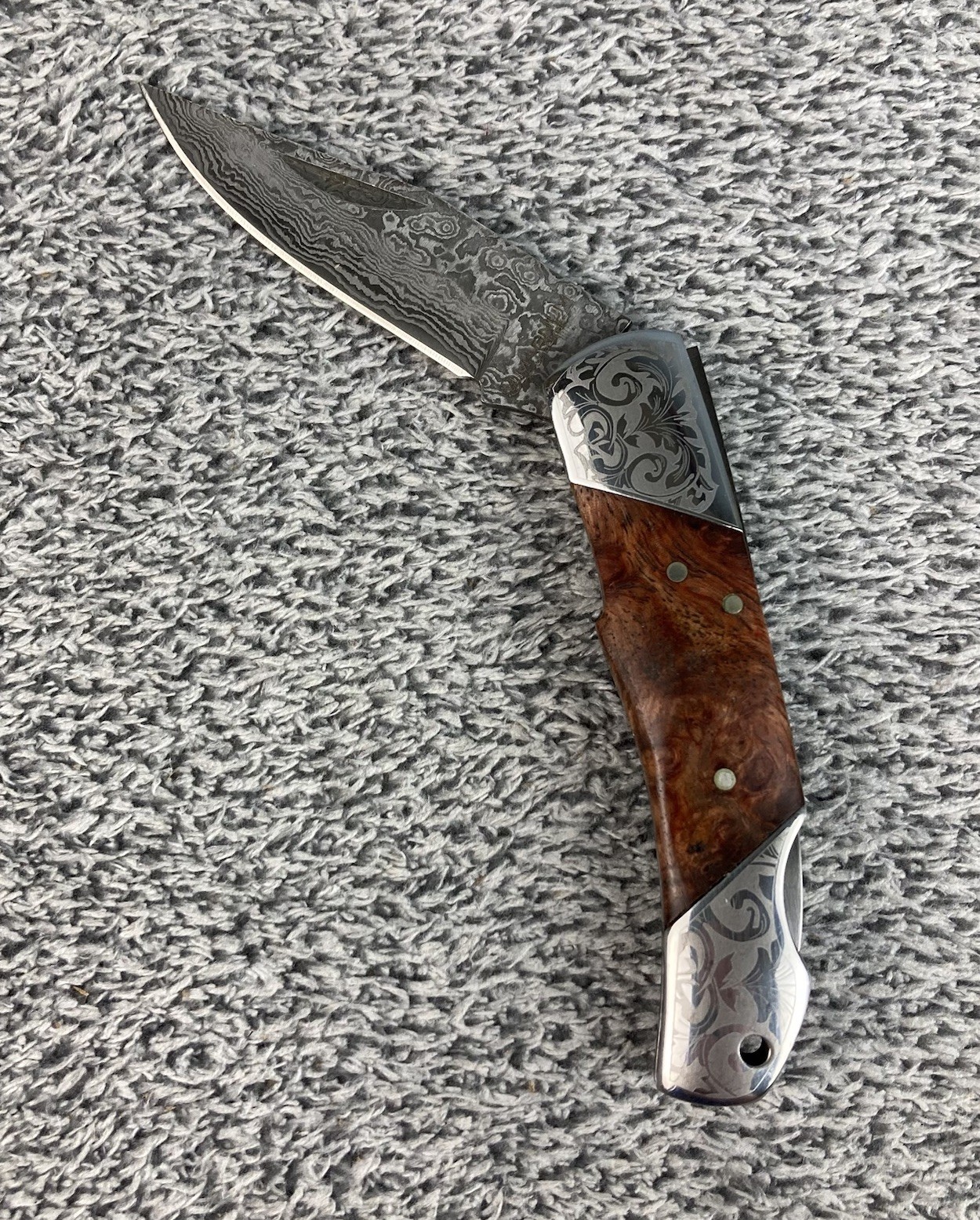 BOKER MAGNUM Damascus Duke Pocket Knife 2.44" Blade Wood Handle - 01MB946DAM