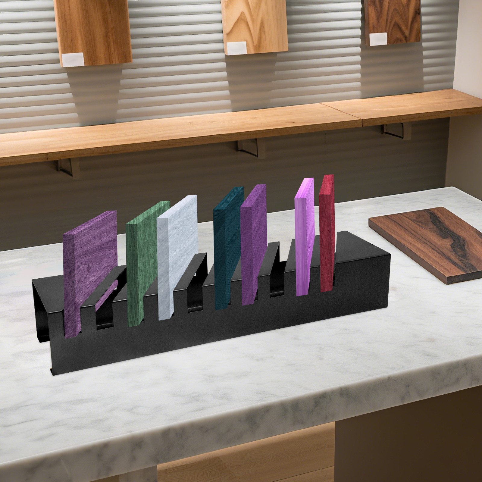 10-Slot Small Tile Display Rack, Black Countertop Tile Display Stand, Trade Show