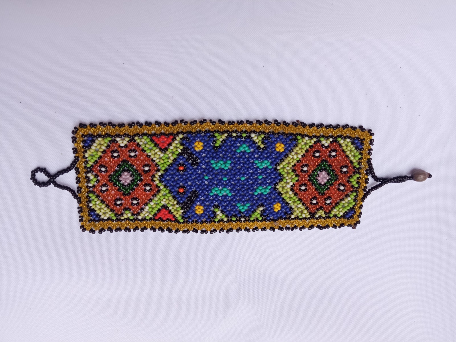 Shipibo Native Frag hand woven ceremonial bracelet 6"x2.50"