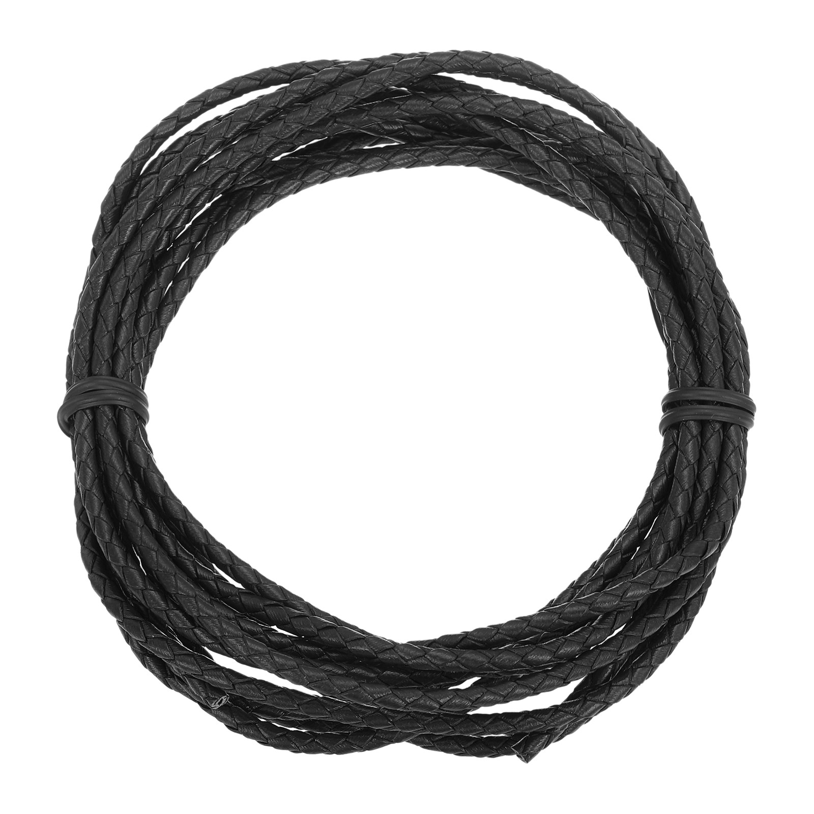 Braided Leather Cord, 3 3.3 Yard for Jewelry Making, Black, 3 meters