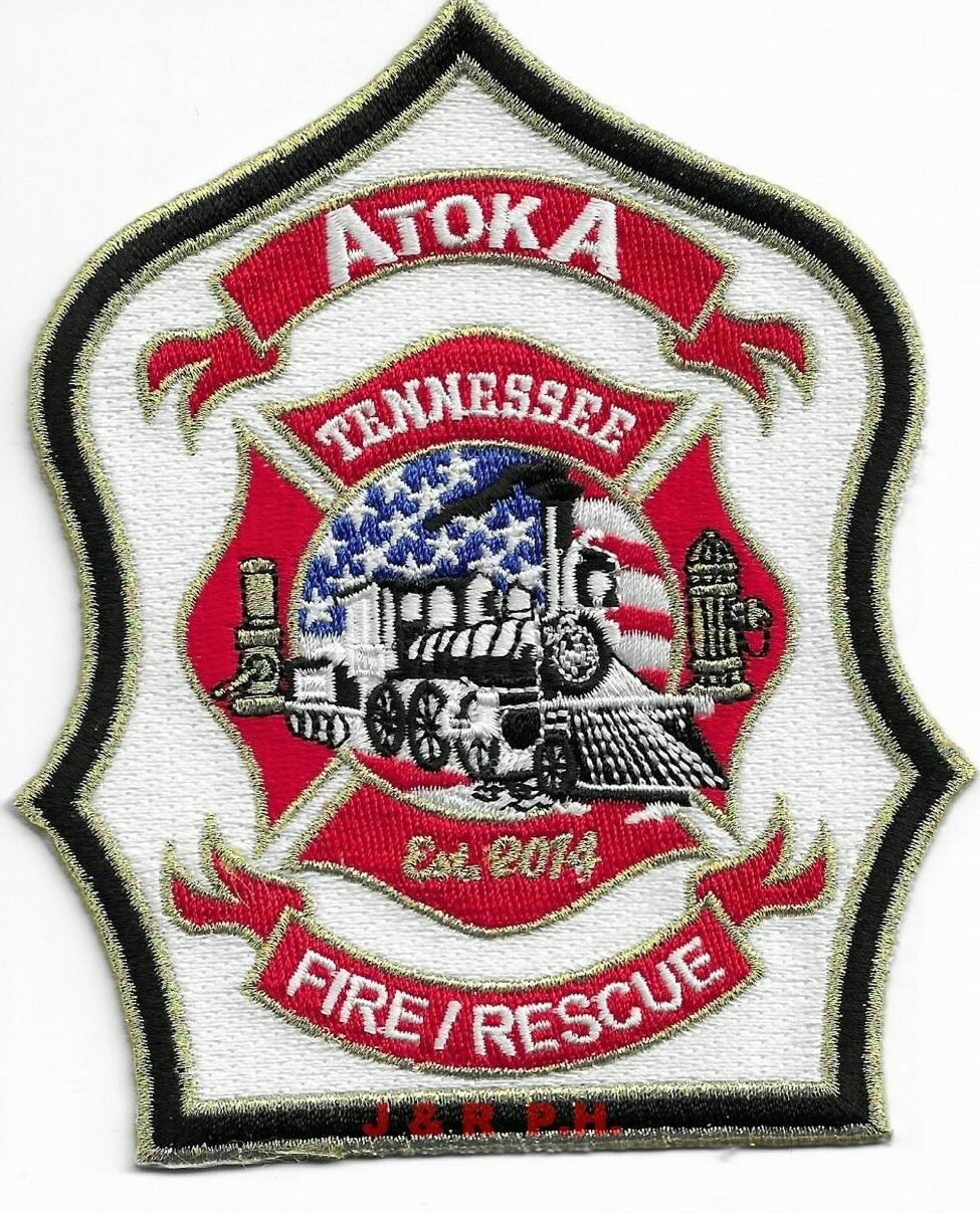 Atoka  Fire - Rescue, 2014, Tennessee  Gold Border (4" x 5" size) fire patch