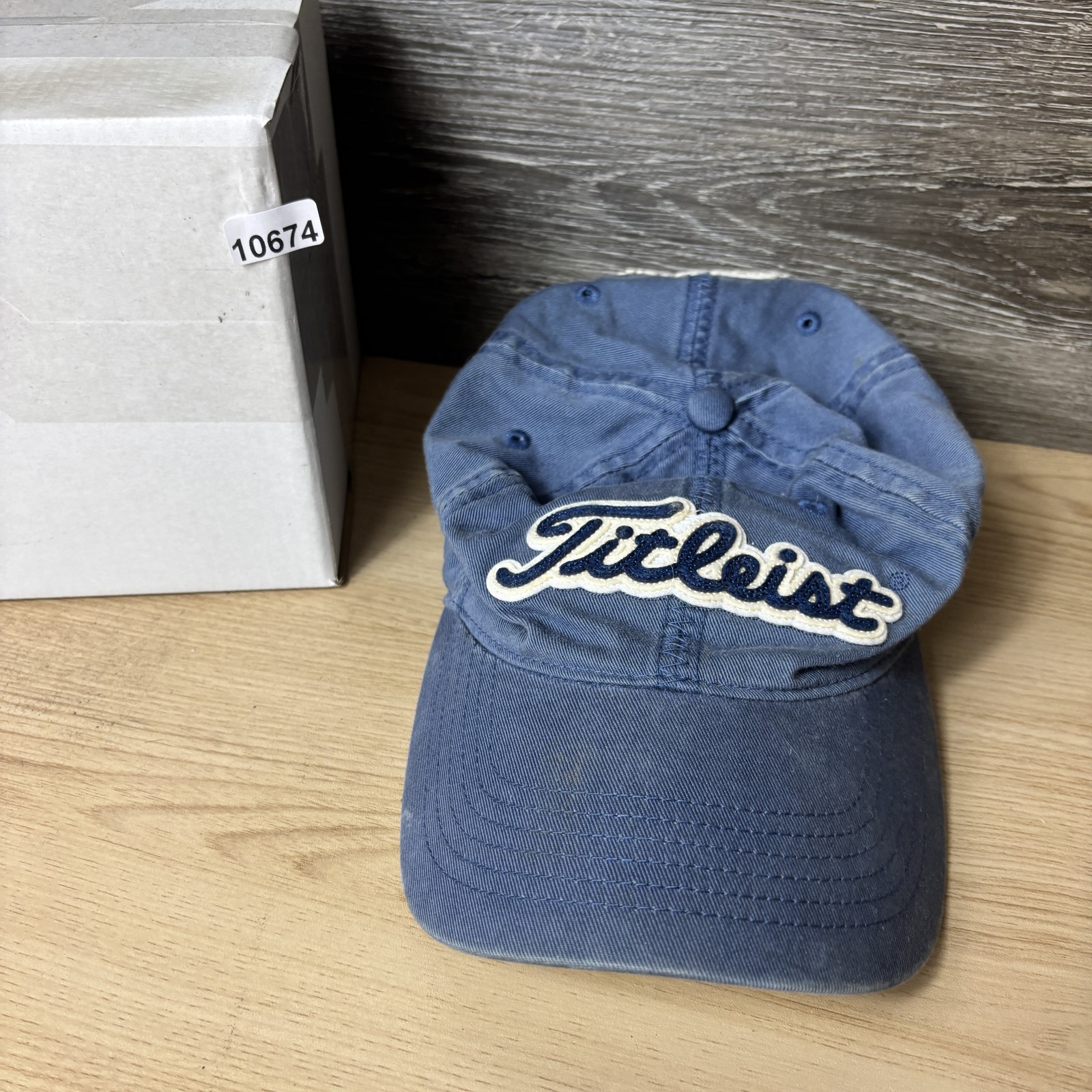 Titleist Hat Cap Strap Back Blue White Golf Mens Embroidered Script Cotton