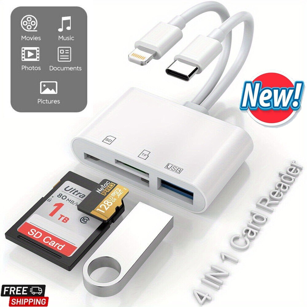 5-in-1 USB3.0 SD/TF Card Reader for iPhone/iPad/Android/PC OTG Adapter plug&play
