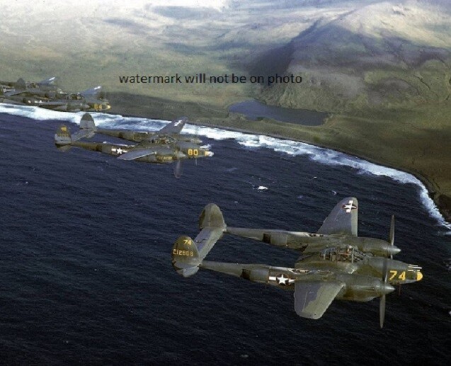 P-38 Lighting Twin Engine fighters in flight 8x10 World War 2 WWII Photo 358