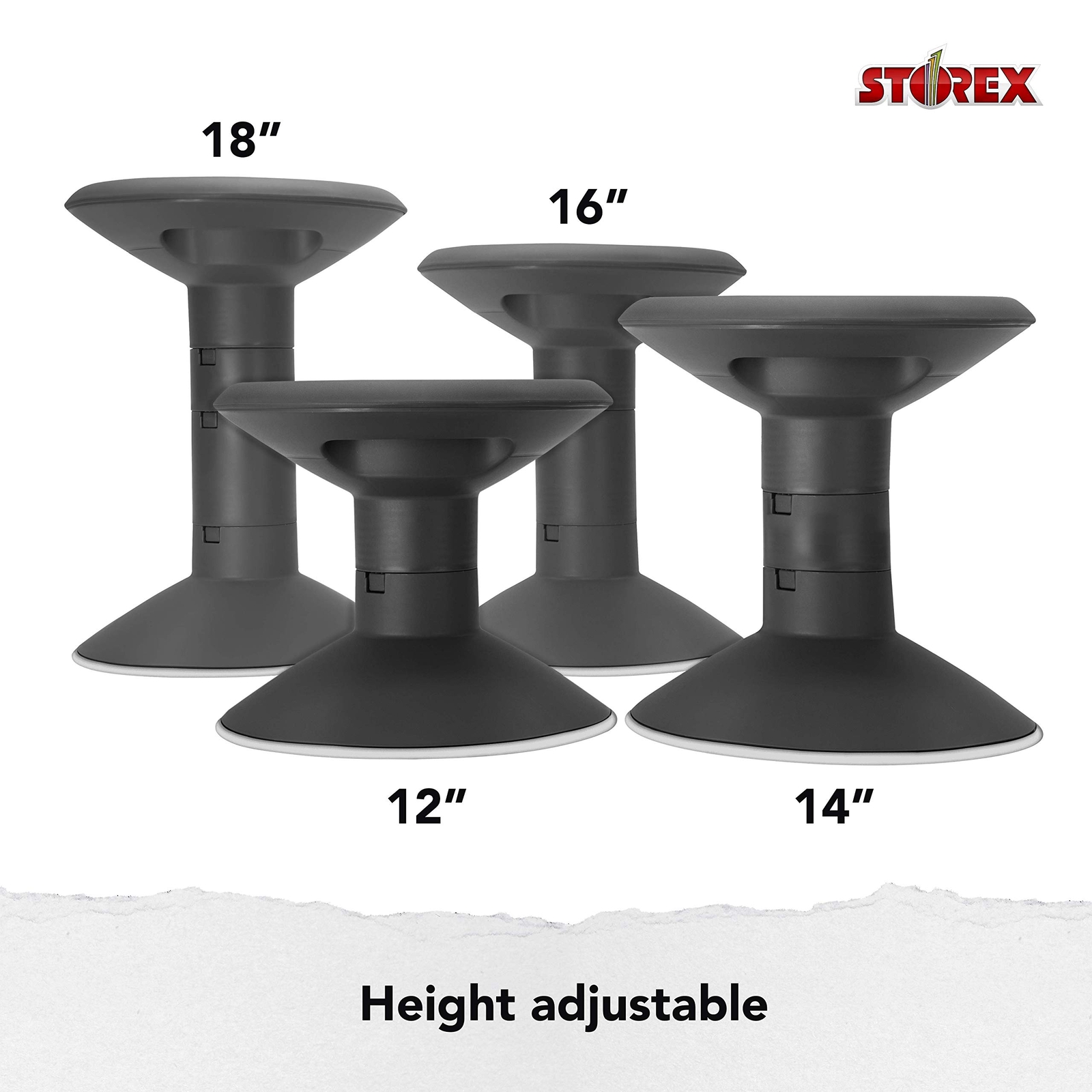 Adjustable 12 to 18 Inch Black Wiggle Stool with Soft Cushion for Kids