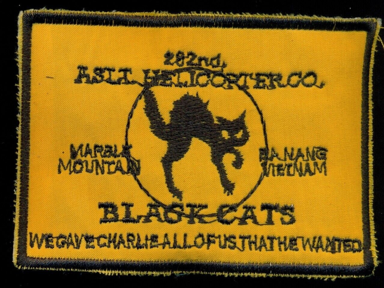 US ARMY 282nd Assault Helicopter Company Black Cats Da Nang Vietnam Patch DC-5