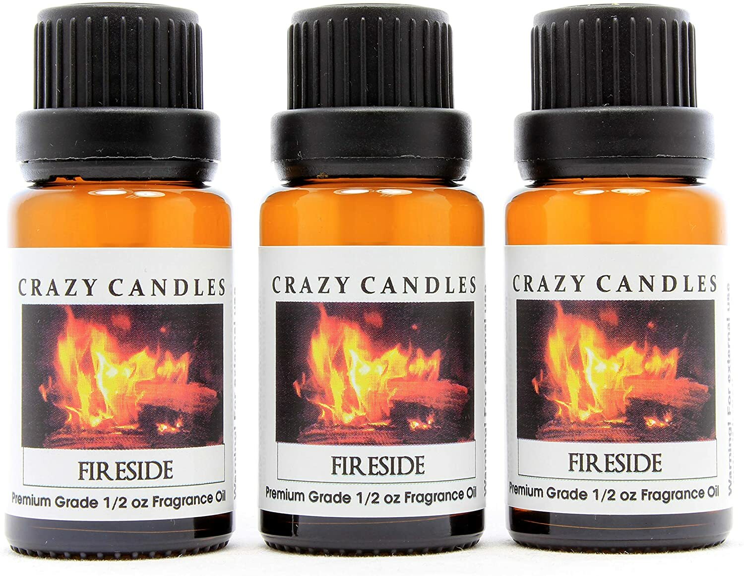 3 Fireside 1/2oz Premium Grade Scented Fragrance Oil Crazy Candles