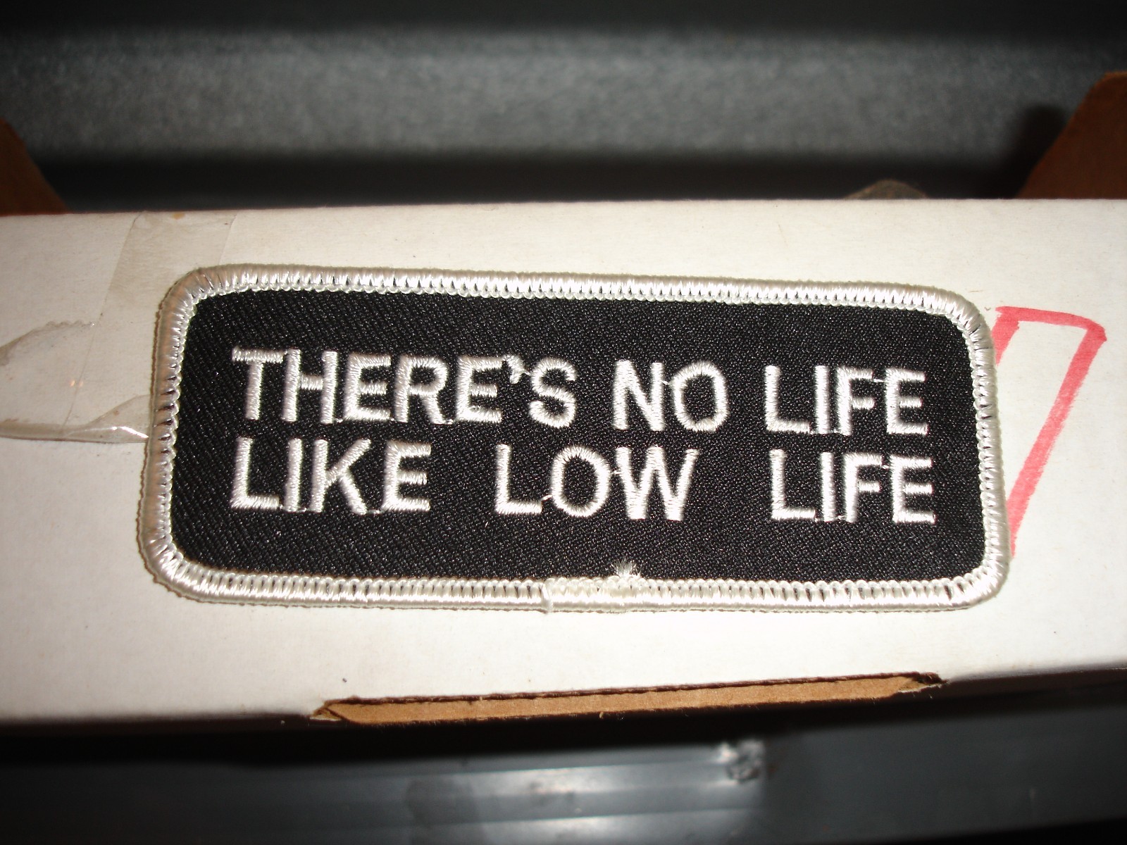 Vintage Vest Biker Saying patch there's no life like low life