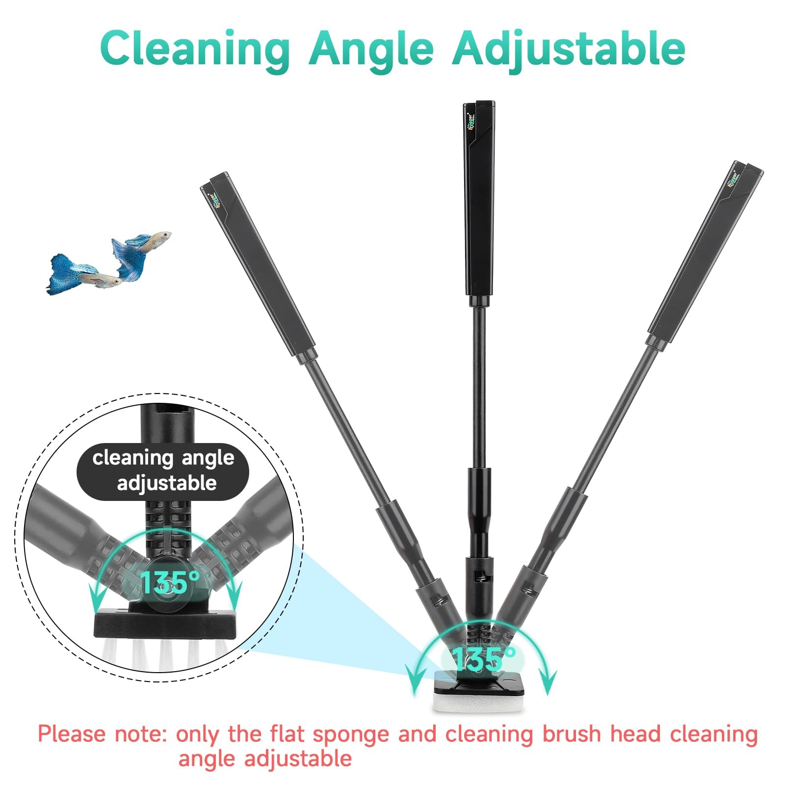 hygger Small Aquarium Cleaning Tools, 4 in 1 Fish Tank Cleaner Kit S, Black