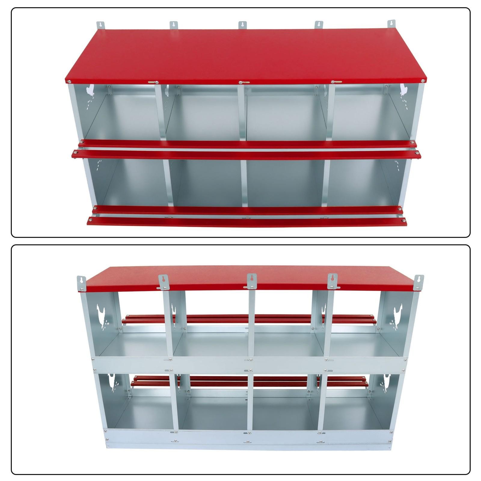 8-Compartment Metal Poultry Nest Box Wall Mount Easy Eggs Collection Large Vent
