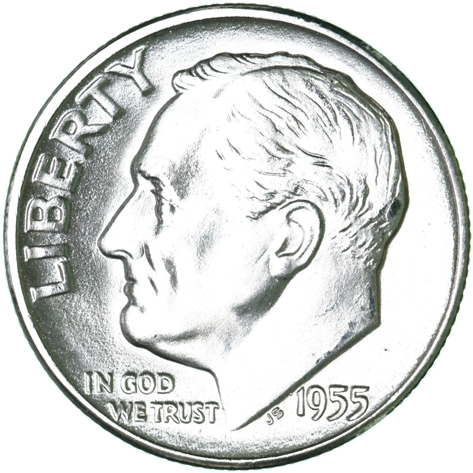 1955 S Roosevelt 90% SILVER Dime US Mint 'Beautiful' Brilliant Uncirculated BU