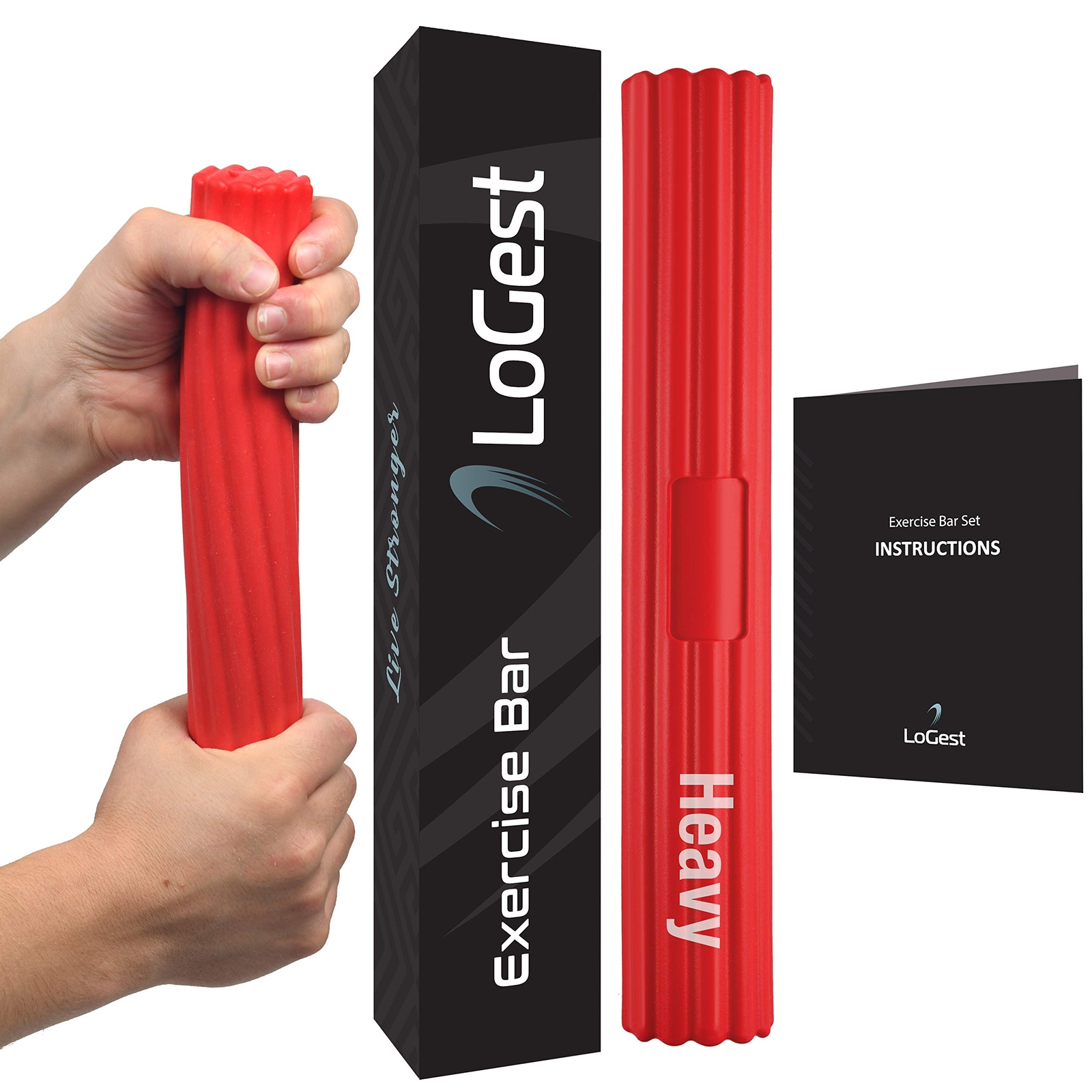 HEAVY Twist Hand Exerciser Bars - Flexible Bar Strengthener - Tennis Elbow Go...