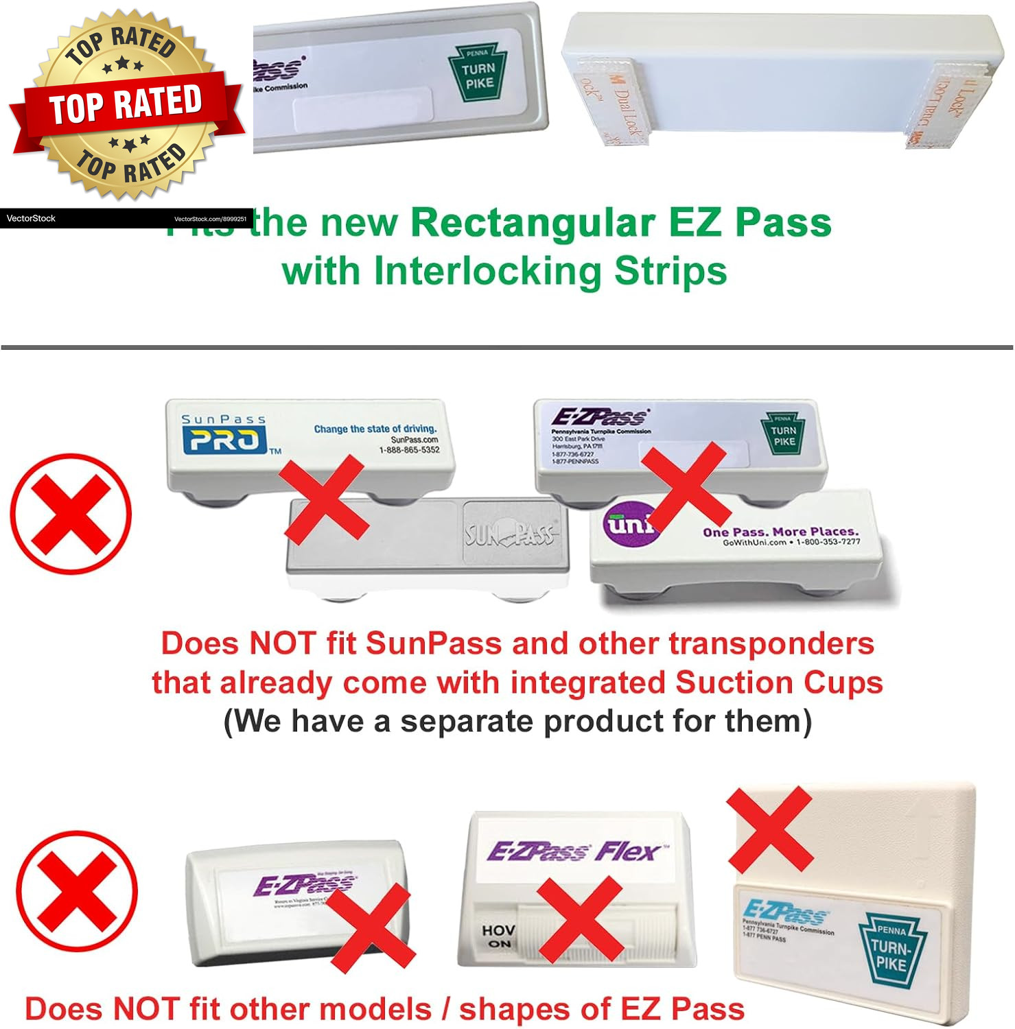 Silicone Skin + Holders for the New Rectangular EZ Pass with Interlocking Strips