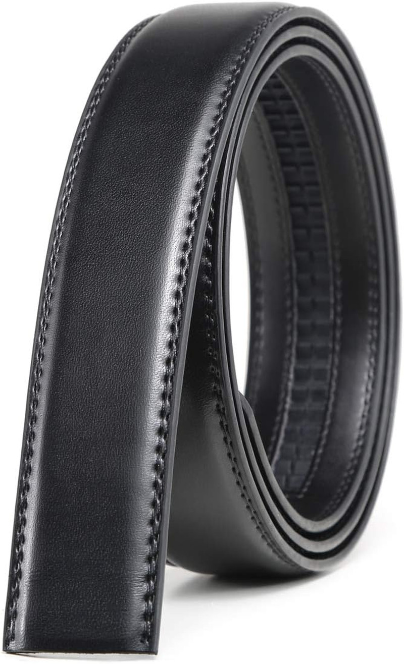 Mens Leather Ratchet Belt Strap Only 1 3/8" without Buckle,Replacement Strap Sui