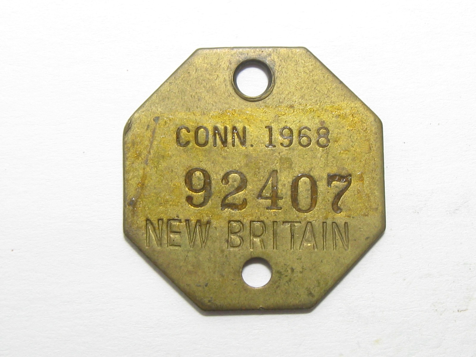 1968 New Britain Connecticut Dog Tax Tag License - #65035