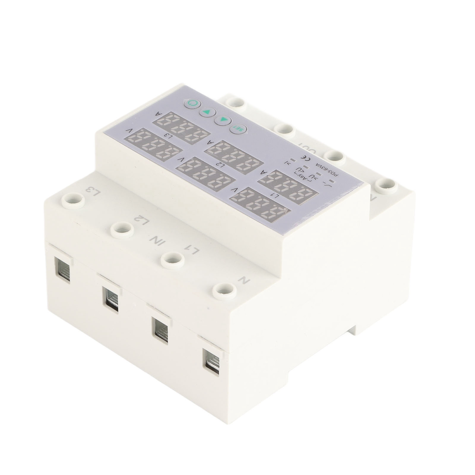3 Phase DIN Rail Voltmeter Ammeter Automatic Overvoltage Protector 63A Part