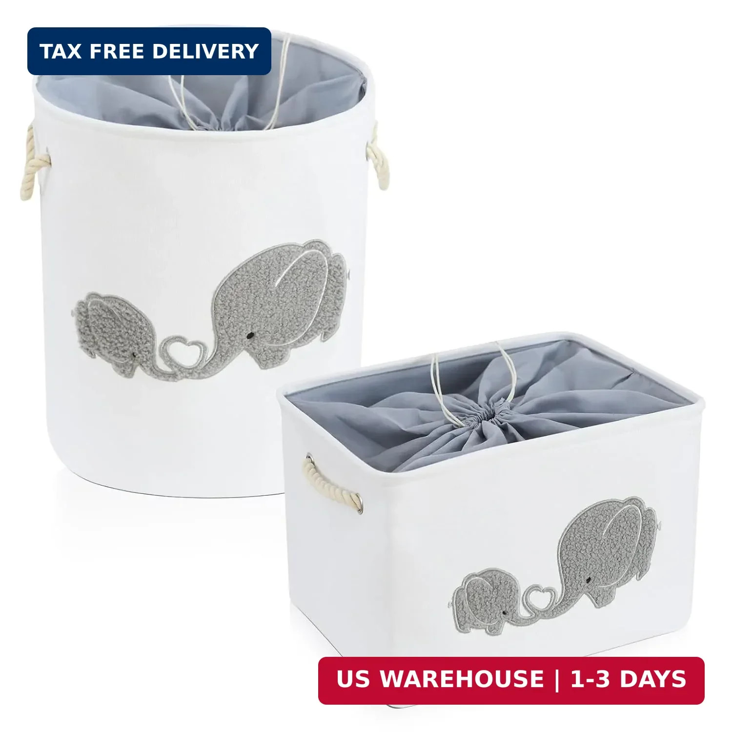I nylon 2-Pack Storage Baskets, Nursery Size, Hamper & Laundry, Mother Baby Gift