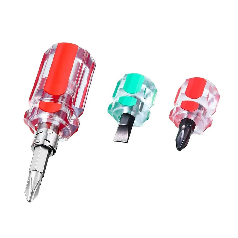3Pcs Mini Screwdriver Set Short Flat & Phillips 2-in-1 Repair Tool Kit USA