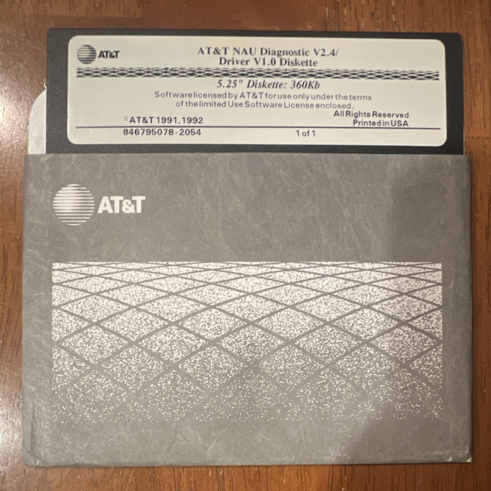 AT&T NAU Diagnostic V2.4 Driver V1.0 5.25" Diskette 360Kb 846795078-2054