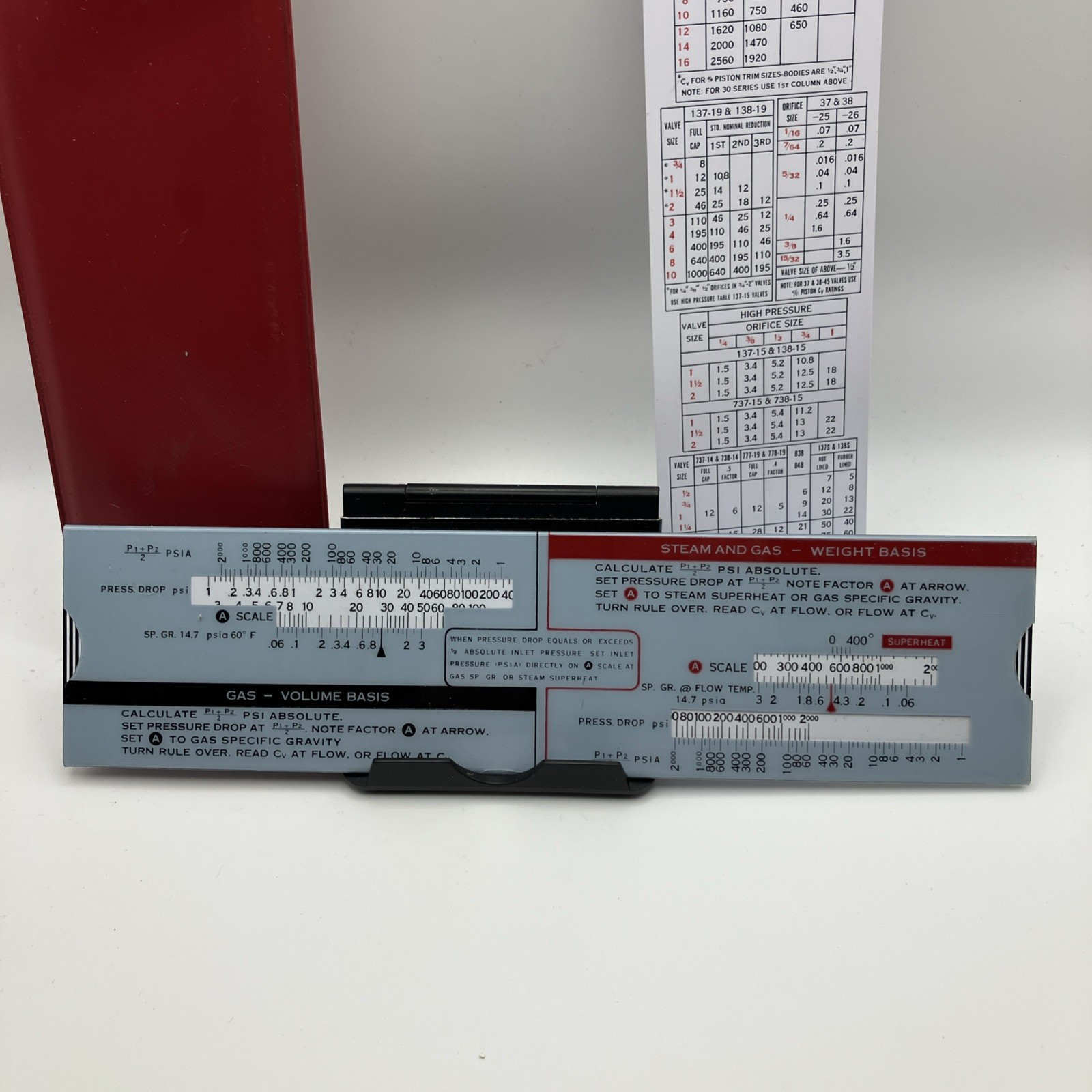 1962 Masoneilan Valve Slide Rule with Pouch and Control Valve Reference