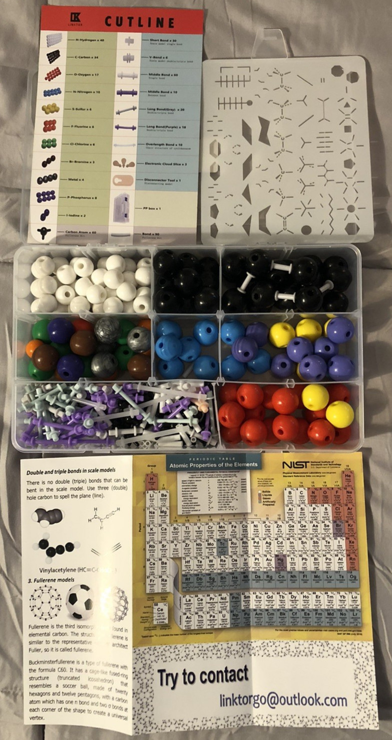 CUTLINE Molecular Model Kit Chemistry Set with Colored Atoms & Connectors 444 pc