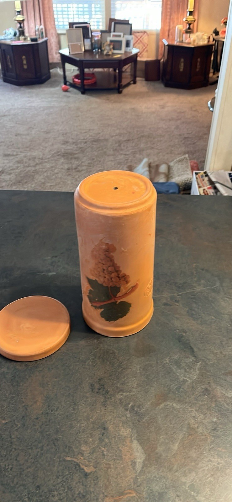 Terracotta Wine Cooler-Grape Motif-9" Tall