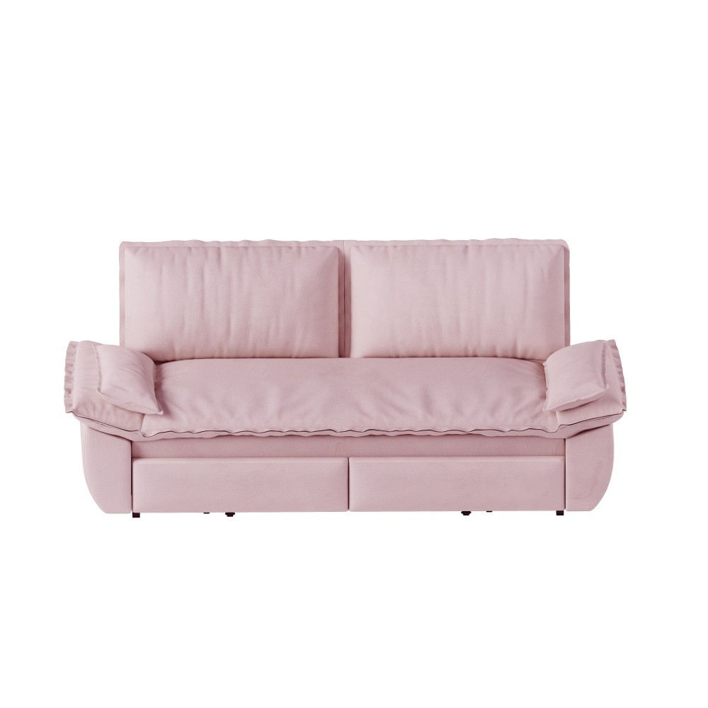 73in Roll Out Velvet Sleeper Sofa Bed w/ Queen Mattress, Multi-Functional 3-in-1
