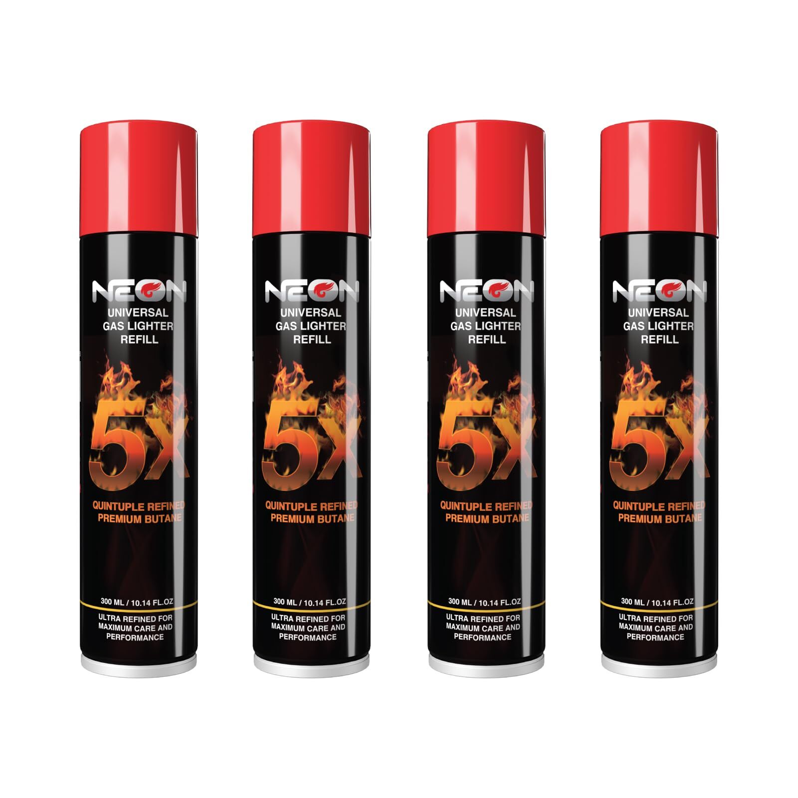 Neon Butane Fuel 5X Butane Refill 300ml Butane Gas for Lighters Torch 4 cans