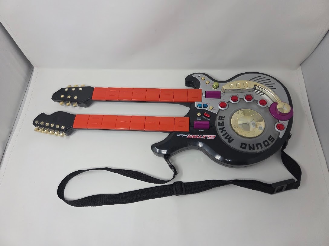 Sound Mixer Guitar Hero Style Toy Controller Dual Neck Lights Strap