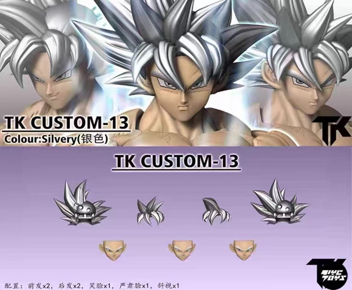 TK CUSTOM-13 DBZ Ultra Instinct goku 1/12 SHF UI goku Silvery head sculpture kit