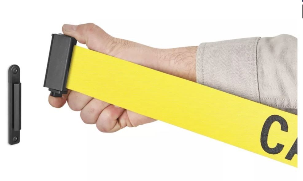 15ft Retractable Belt Barrier - Wall Mount - CAUTION DO NOT ENTER - Yellow
