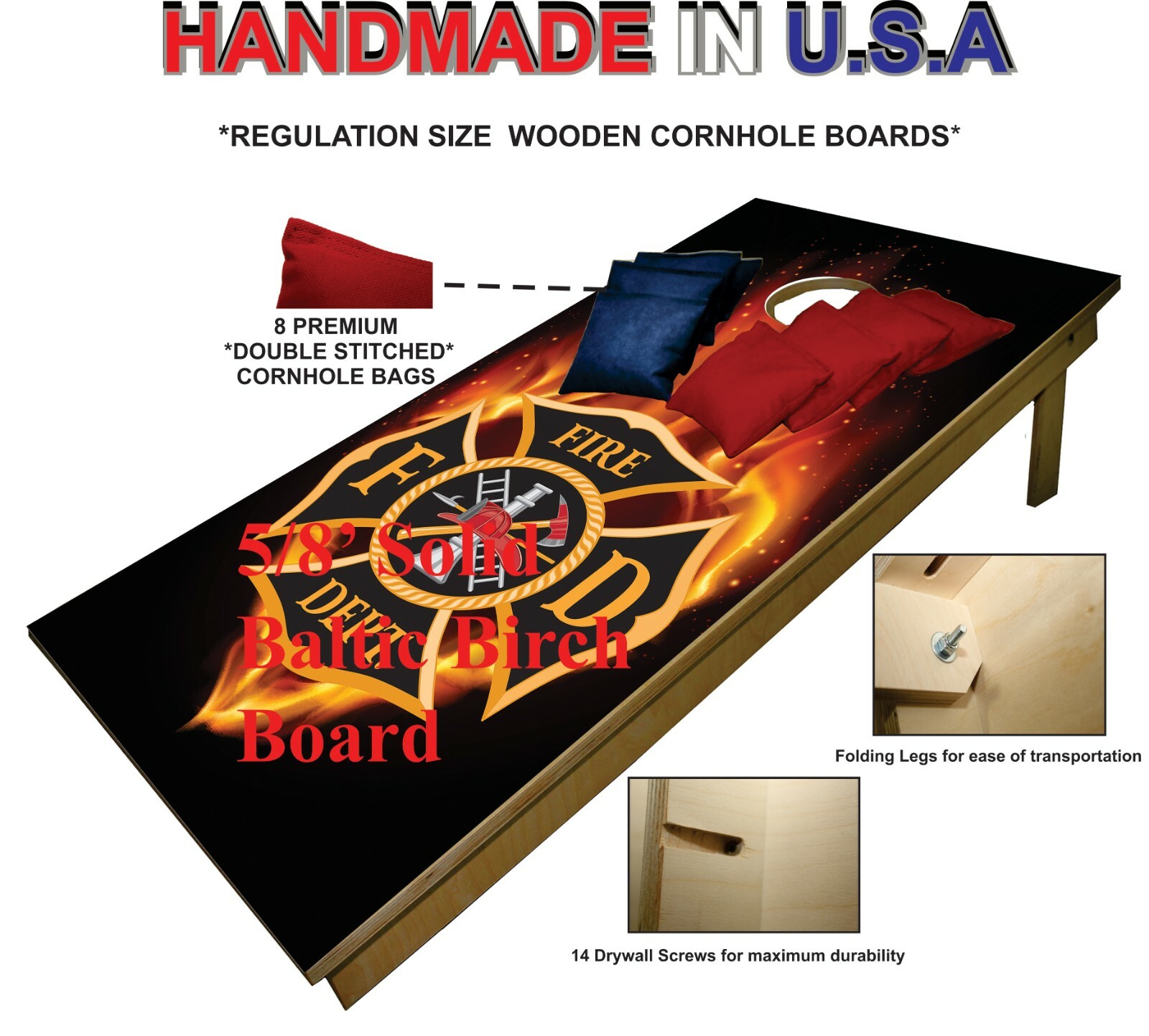 Maltese Cross BLACK CORNHOLE BEANBAG TOSS GAME wBags Game Boards Firefighter
