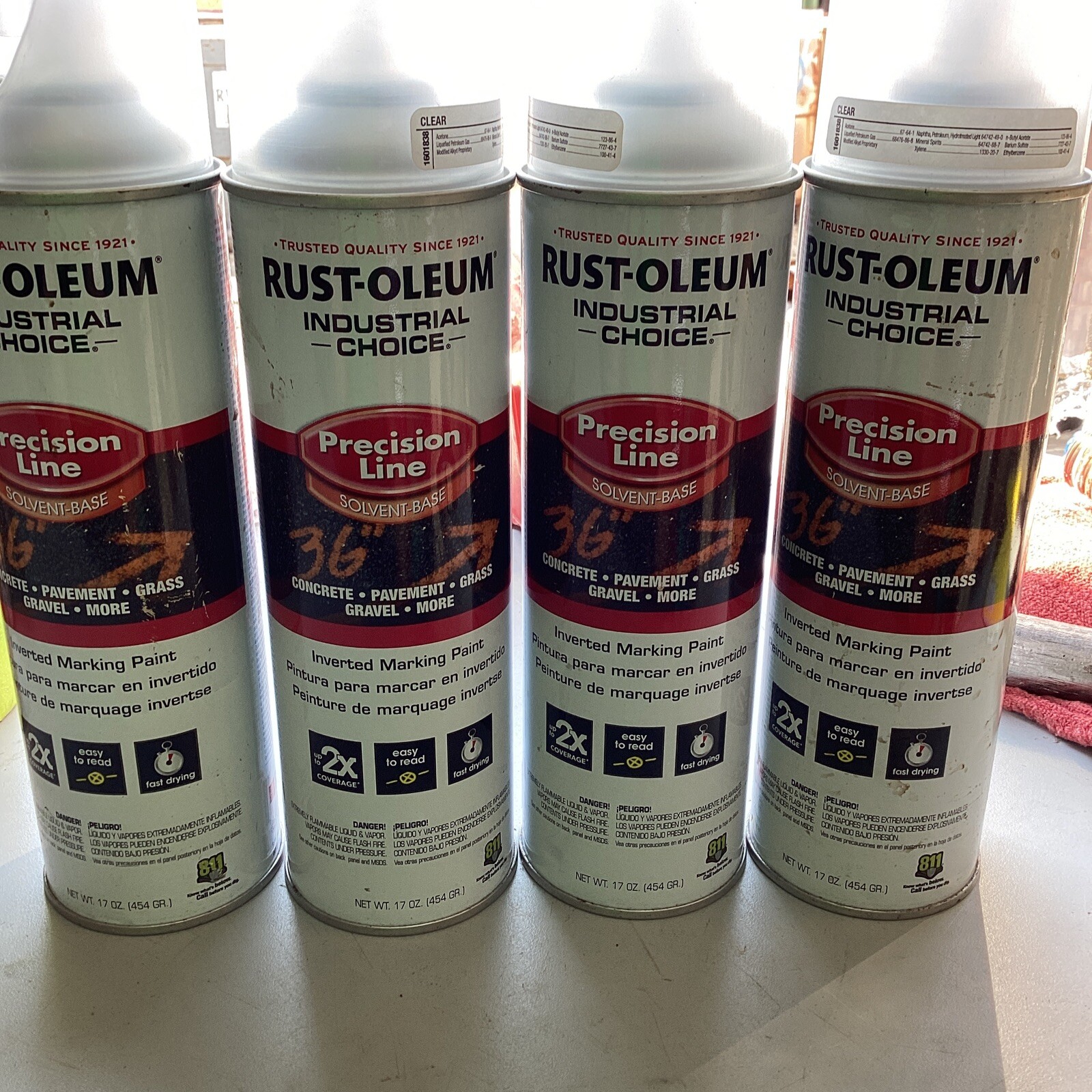 lot of 4 new Rust-oleum industrial line white marking paint outdoor