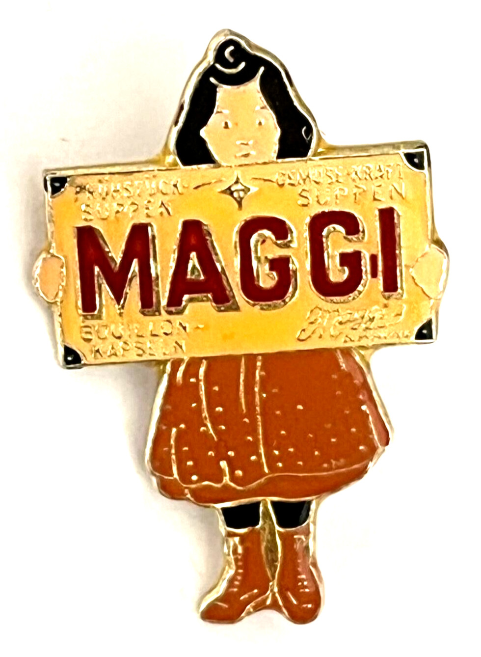 Maggi Girl with Advertising Sign Nostalgia Pin (H21)