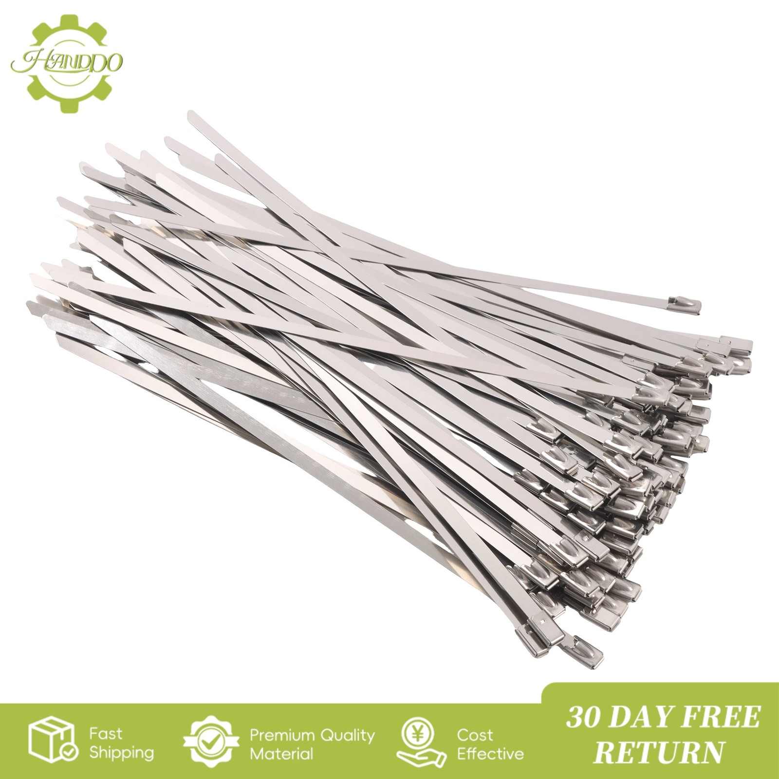 Stainless Steel Cable Ties, 5.9", 220 lbs Tensile Strength, 304 Grade, 500 Piece
