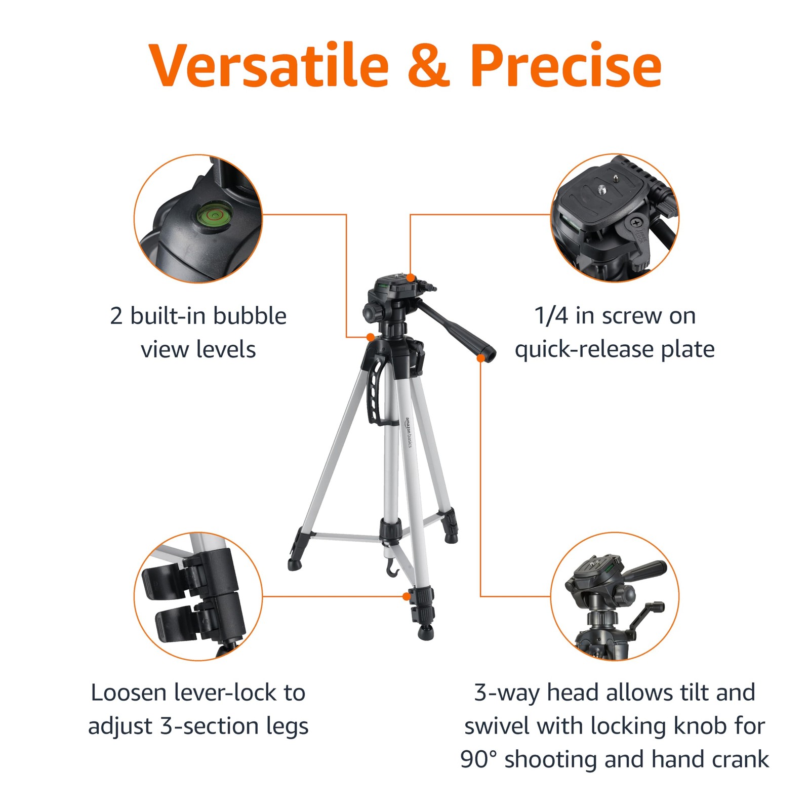 Retailer Basics 60 inch Lightweight Tripod with Bag, Black